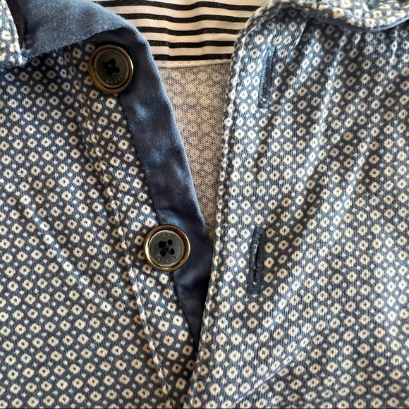 Men's Ted Baker London T-shirt Pocket Polo In Geometric Blue & White Print Sz 5 - Picture 3 of 9